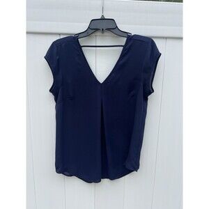 DR2 Size Small Women's Navy Blue Cap Sleeve Blouse Lightweight